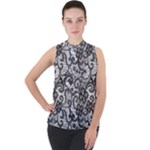 Encaje Mock Neck Chiffon Sleeveless Top