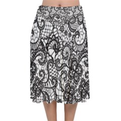 Velvet Flared Midi Skirt 