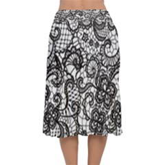 Velvet Flared Midi Skirt 