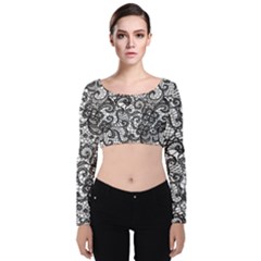 Velvet Long Sleeve Crop Top 