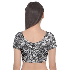Velvet Short Sleeve Crop Top  