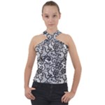 Encaje Cross Neck Velour Top