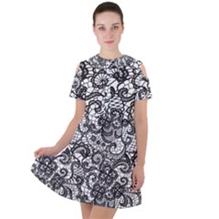 Short Sleeve Shoulder Cut Out Dress  
