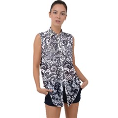 Sleeveless Chiffon Button Shirt 