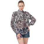 Encaje High Neck Long Sleeve Chiffon Top