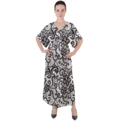 V-Neck Boho Style Maxi Dress 