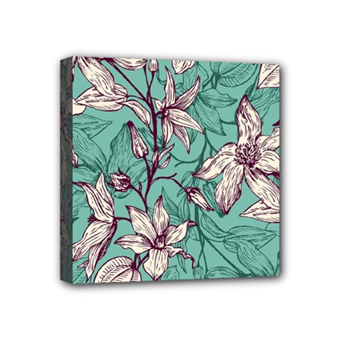 Vintage Floral Pattern Mini Canvas 4  x 4  (Stretched) from ArtsNow.com
