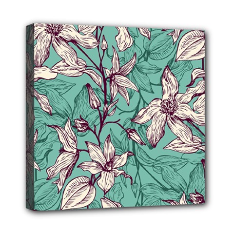 Vintage Floral Pattern Mini Canvas 8  x 8  (Stretched) from ArtsNow.com