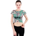 Vintage Floral Pattern Crew Neck Crop Top