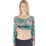 Vintage Floral Pattern Long Sleeve Crop Top