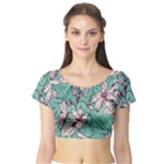 Vintage Floral Pattern Short Sleeve Crop Top