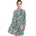 Vintage Floral Pattern Long Sleeve Chiffon Shirt Dress