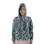 Vintage Floral Pattern Women s Hooded Windbreaker