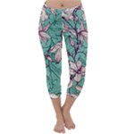 Vintage Floral Pattern Capri Winter Leggings 