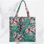 Vintage Floral Pattern Zipper Grocery Tote Bag