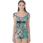 Vintage Floral Pattern Boyleg Leotard 
