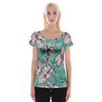 Vintage Floral Pattern Cap Sleeve Top