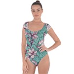 Vintage Floral Pattern Short Sleeve Leotard 