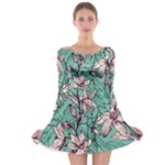 Vintage Floral Pattern Long Sleeve Skater Dress
