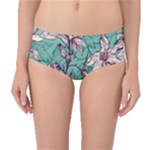 Vintage Floral Pattern Mid-Waist Bikini Bottoms