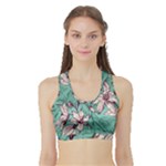 Vintage Floral Pattern Sports Bra with Border