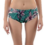 Vintage Floral Pattern Reversible Mid-Waist Bikini Bottoms