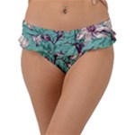 Vintage Floral Pattern Frill Bikini Bottom