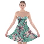 Vintage Floral Pattern Strapless Bra Top Dress