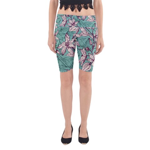 Vintage Floral Pattern Yoga Cropped Leggings from ArtsNow.com