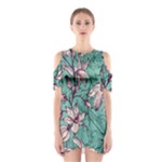 Vintage Floral Pattern Shoulder Cutout One Piece Dress