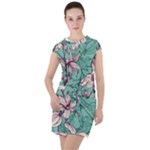 Vintage Floral Pattern Drawstring Hooded Dress