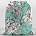 Vintage Floral Pattern Drawstring Bag (Large)