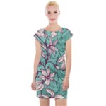 Vintage Floral Pattern Cap Sleeve Bodycon Dress