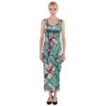 Vintage Floral Pattern Fitted Maxi Dress