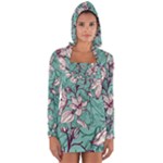 Vintage Floral Pattern Long Sleeve Hooded T-shirt