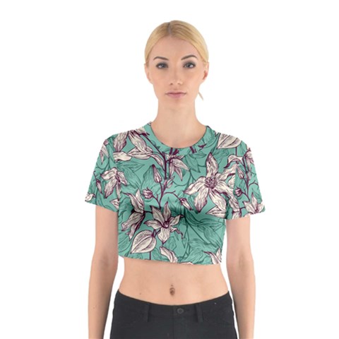 Vintage Floral Pattern Cotton Crop Top from ArtsNow.com