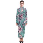 Vintage Floral Pattern Turtleneck Maxi Dress