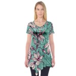 Vintage Floral Pattern Short Sleeve Tunic 
