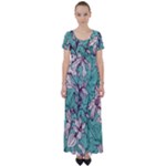 Vintage Floral Pattern High Waist Short Sleeve Maxi Dress