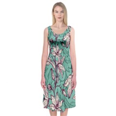 Vintage Floral Pattern Midi Sleeveless Dress from ArtsNow.com