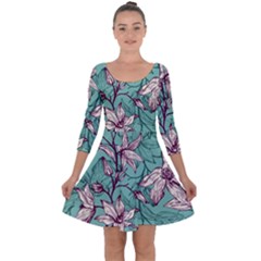 Quarter Sleeve Skater Dress 