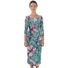 Quarter Sleeve Midi Bodycon Dress 