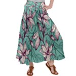 Vintage Floral Pattern Satin Palazzo Pants