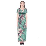 Vintage Floral Pattern Short Sleeve Maxi Dress