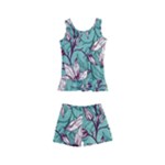 Vintage Floral Pattern Kids  Boyleg Swimsuit