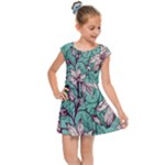 Vintage Floral Pattern Kids  Cap Sleeve Dress