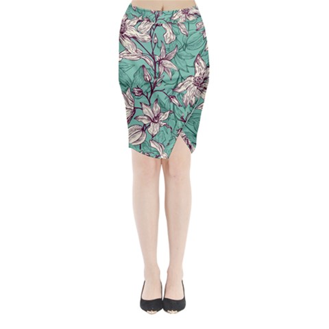 Vintage Floral Pattern Midi Wrap Pencil Skirt from ArtsNow.com