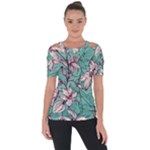 Vintage Floral Pattern Shoulder Cut Out Short Sleeve Top
