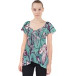 Vintage Floral Pattern Lace Front Dolly Top