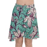 Vintage Floral Pattern Chiffon Wrap Front Skirt
